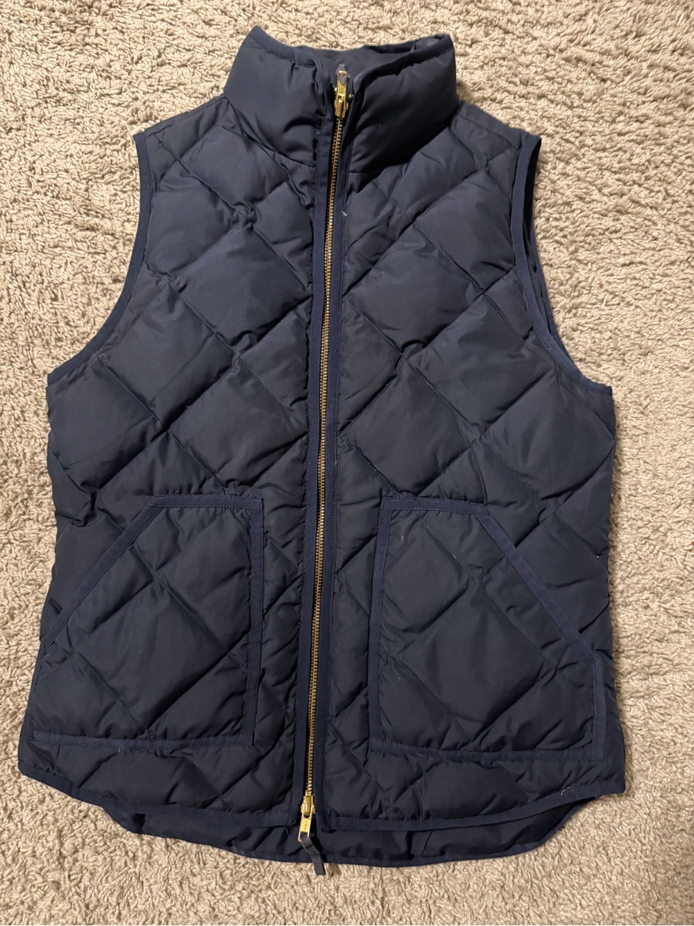 J. Crew Navy Quilted Sleeveless Puffer Vest
